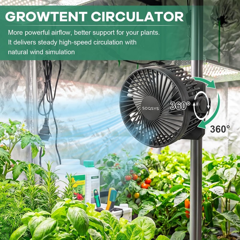 Grow Tent Fan 6”, Magnetic Fan for Greenhouse Plant with