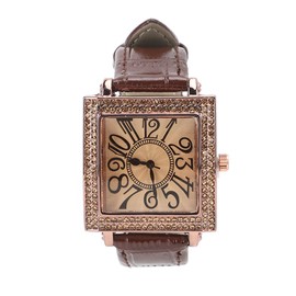 SPYMINNPOO Women Square Dial Retro Style Watch, Large Number Display, Accurate Timekeeping for Dating Travel (Coffee Color)
