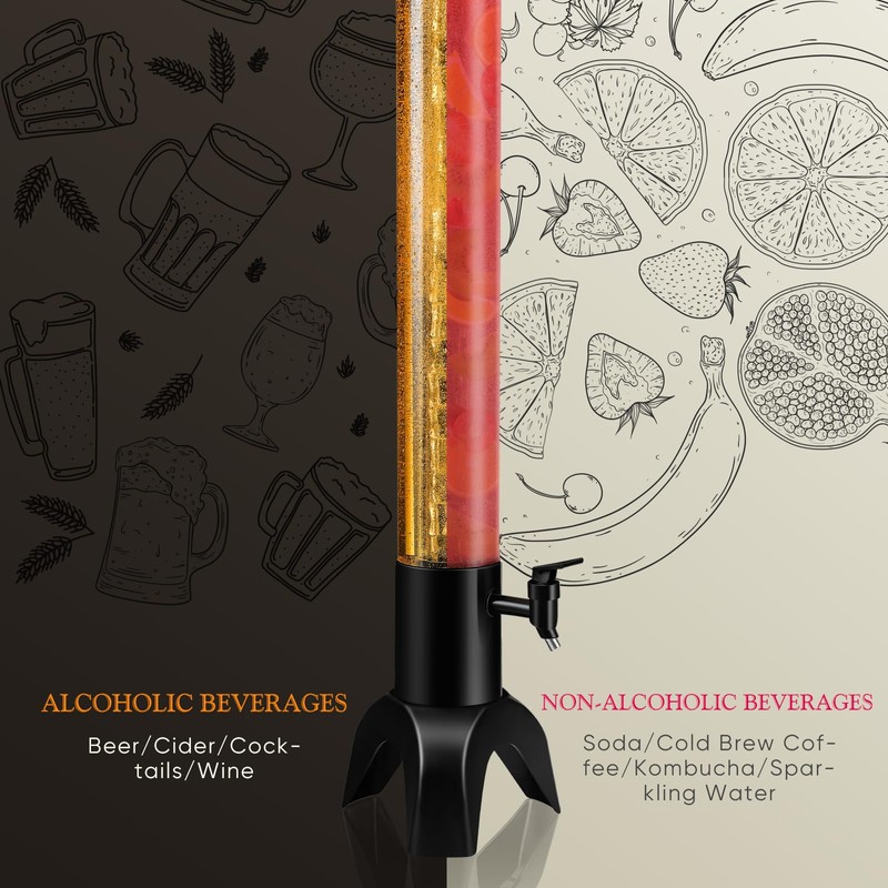 KK KMKGOKO Mimosa Tower, 100oz/3L Drink Tower Dispenser with Ice