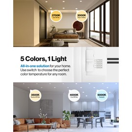 Sunco Lighting 12 Pack LED Recessed Lighting 4 Inch, Selectable 2700K/3000K/3500K/4000K/5000K, Dimmable Can Lights, Baffle Trim, 11W=40W, 660 LM, Damp Rated, Retrofit Installation