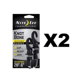 Nite Ize KnotBone Adjustable Bungee Small 5mm 6"-28" w/ Carabiner Clip (2-Pack)