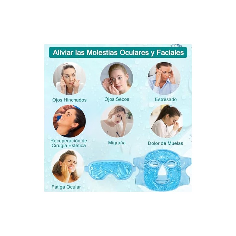 2 Piezas Máscara de Hielo para Ojos y Cara, Mascarilla