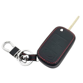 BTOZRF Leather Key Fob Cover Case Fit for Land Rover LR3 Discovery Range Rover Sport Keyless Entry Remote Covers Protective Key Protector (Black)