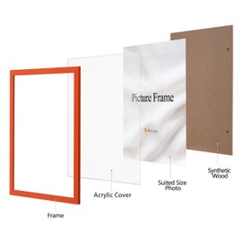 eletecpro 8x10 Picture Frame Display 8x10 Photos on Wall or Tabletop, Made of Engineered Wood and Acrylic, Orange Frame for Autumn, Colorful Home Decor
