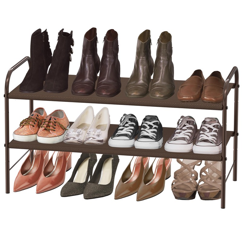 Simple Houseware 2-Tier Shoe Rack Storage Organizer, Bronze