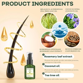 Yeerain Rosemary Oil for Hair, Rosemary Mint Oil with Organic Rosemary Oil, Castor Oil and Coconut Oil for Hair Growth, Skin Care, Hair Thickening, Deep Nourishing Scalp (50 ml)