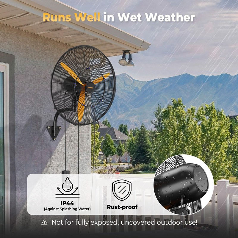 CAMMOO 24 Inch Oscillating Misting Wall Mount Fan, Extra Long
