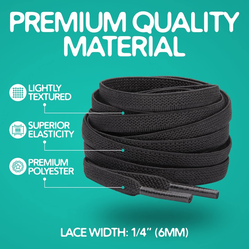 Miscly Flat Elastic Shoelaces [1 Pair] Flat Stretch Shoe Laces