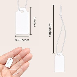 Acoeitl 300 Pcs 1x0.51 Inches White Jewelry Price Tags with Elastic String Attached Retail Paper Gift and Sale Hang Tag Handwritten Price Display Lables for Pricing Clothes Necklace & Merchandise