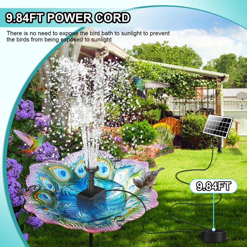 SZMP Solar Fountain Pump for Bird Bath,No Battery Solar Water