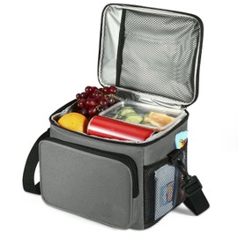Bolsa del Almuerzo de Grande, Loncheras Térmica Reutilizable con correa ajustable, Bolsa Termica Hielera de A Prueba de Goteo, Bolsa Térmica de Comida Tela Oxford Impermeable Portátil para el Trabajo de Picnic Fiesta Oficina(gris)