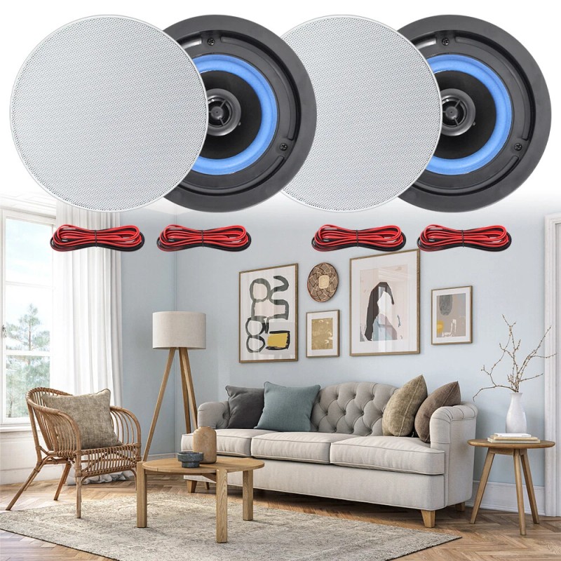 Herdio Bluetooth Ceiling Speakers Wired+4Channel Amplifier Receiver Theater Home