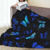 Blue Butterfly Soft Warm Throw Blanket Lightweight Flannel Fleece Bed
