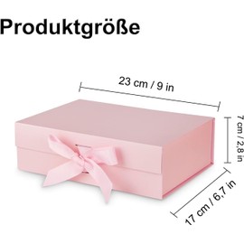 Gift Box with Bow, Magnetic Gift Box with Lid, for Birthday, Christmas, Reusable Gift Packaging Box, Valentine's Day (Pink)