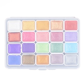 Glitter Watercolor Paint Set Pearlescent Soluble Metallic Colors Watercolor Paint for Shimmer Highlighting Effect 20 Colors