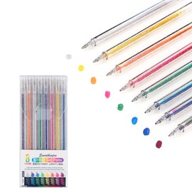 SMOOTHERPRO Metallic Gel Pens | Set of 8 | Glitter Colored Pen | for Coloring Books Cards Journaling Crafting Drawing Writing (SC623-8) | 1.0mm Tip | 8 Colors