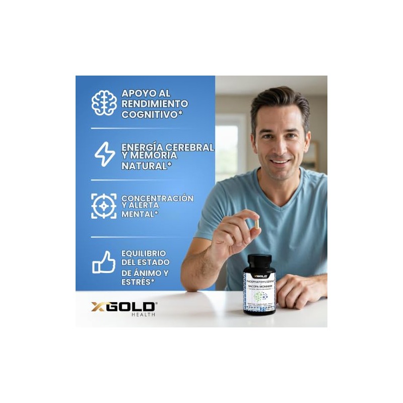 Gold Health Fosfatidilserina Bacopa 120 Cápsulas Memoria Concentración Vegano Hecho