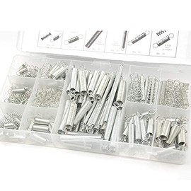 BGTXINGI 200 Pieces 20 Types Galvanised Steel Coil Spring Wire Metal Extension and Compression Spring Repair Tool Assortment Kit