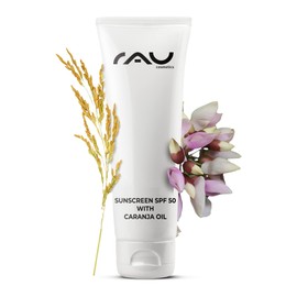 RAU Cosmetics 2in1 Sunscreen SPF50 with BIO-Karanja-oil 75 ml - Sonnenschutz Creme Gesicht mit Karanja Öl LSF50, pflegt, schützt und lindert Juckreiz gegen Unreinheiten