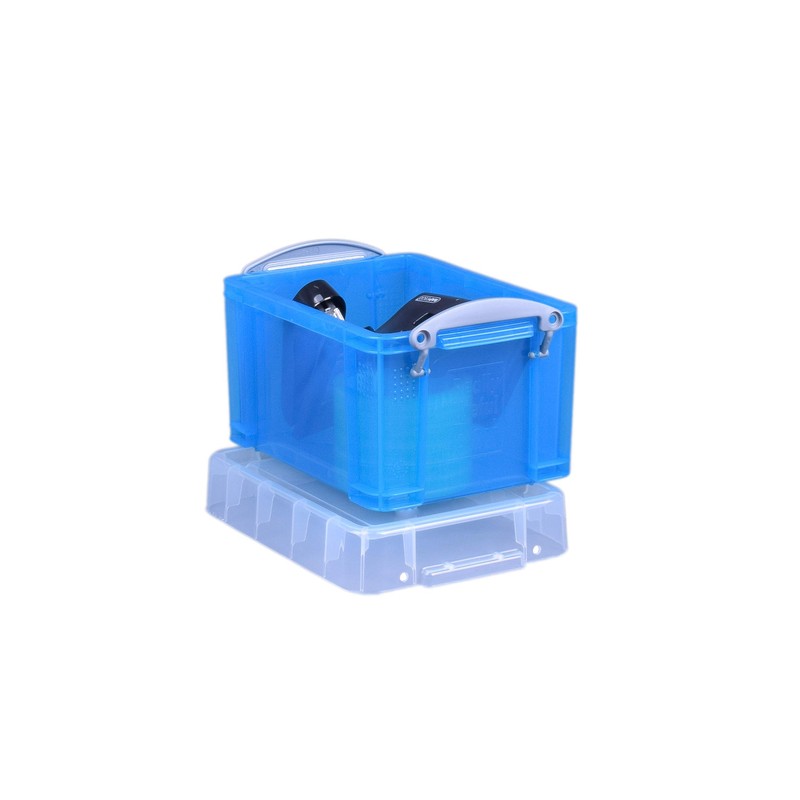 Really Useful Plastic Storage Box 3 Litre Transparent Bright Blue