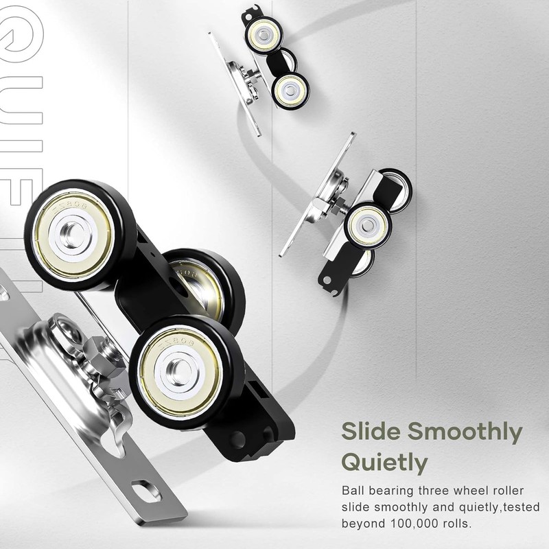 EaseLife 6FT/72in Sliding Pocket Door Hardware Kit Black, Commercial Grade,