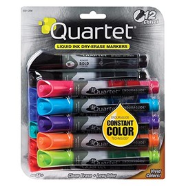 Quartet Dry Erase Markers, Whiteboard Markers, Chisel Tip, Bold Color, EnduraGlide, White Board Dry Erase Pens, Assorted Colors, 12 Pack (5001-20MA)