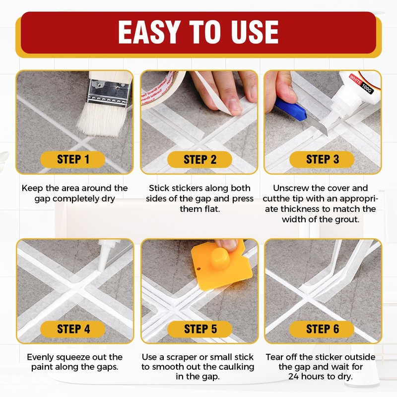 Tile Grout Repair Kit, 2 Pack White Grout Sealer for