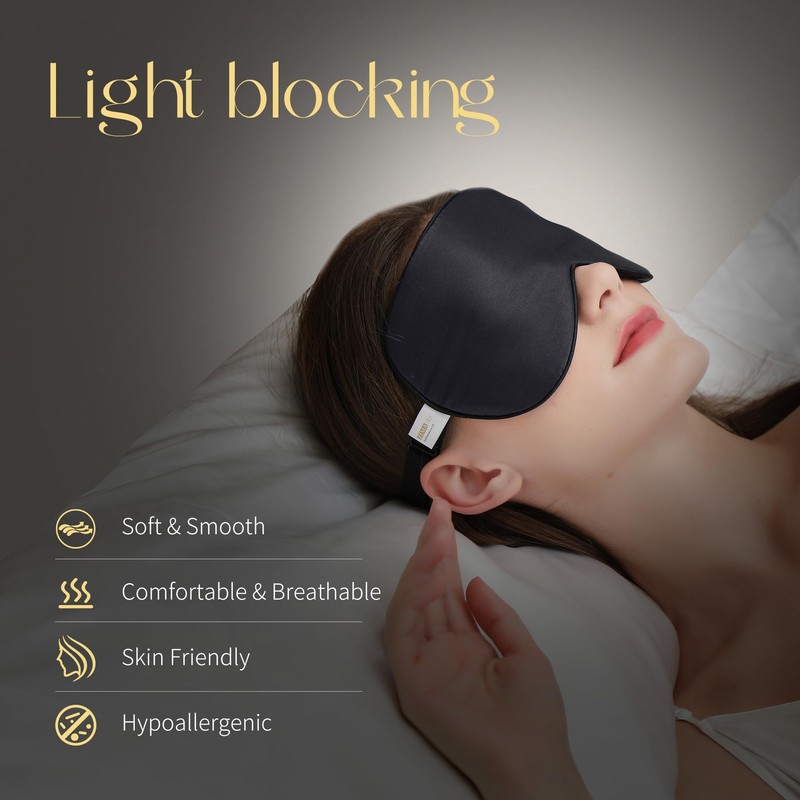 ZIMASILK 100% Natural Silk Sleep Mask Blindfold,Adjustable Strap Super-Smooth Soft