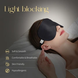 ZIMASILK 100% Natural Silk Sleep Mask Blindfold,Adjustable Strap Super-Smooth Soft Eye Mask for Sleeping with Bag(Black）