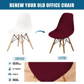Doottoo Shell Chair Cover Mid Century Modern Dining Chair Covers Lounge Armless Chairs Covers for Kitchen,Dining Room (Wine)