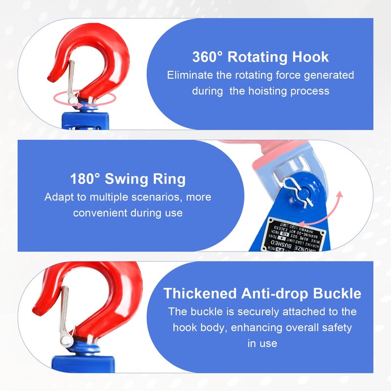 WULAZMU Snatch Block with Hook, 8 Ton 6" Sheave Fit