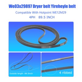 We03x29897 Dryer belt Yireheyle Compatible With Hotpoint WE12M29 belt Drum Drive General Electric Replaces Part Numbers: 137292700, 134163500, PS1766009, WE120122 (1PC)