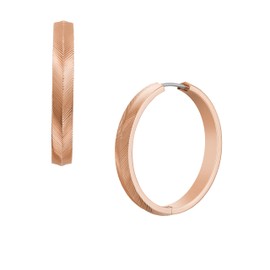 Fossil Women's Harlow Linear Texture Rose Gold-Tone Stainless Steel Hoop Earrings, Color: Rose Gold (Model: JF04664791)
