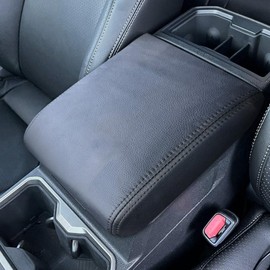 DEYTOP Center Console Cover for Toyota Tacoma 2024 2025 Accessories Car Armrest Cover for Toyota 4Runner 2025 Anti-Scratch Leather Armrest Protector (Black with Black Stitches)