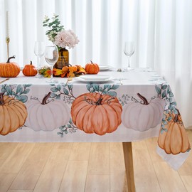 VEDACHIC Rectangle Tablecloth Fall Yellow Pumpkin Table Cloth - 52x70 Inch Oblong Autumn Harvest Pumpkin Thanksgiving Polyester Table Cover Reusable Water Resistant for Outdoor Holiday Party Picnic