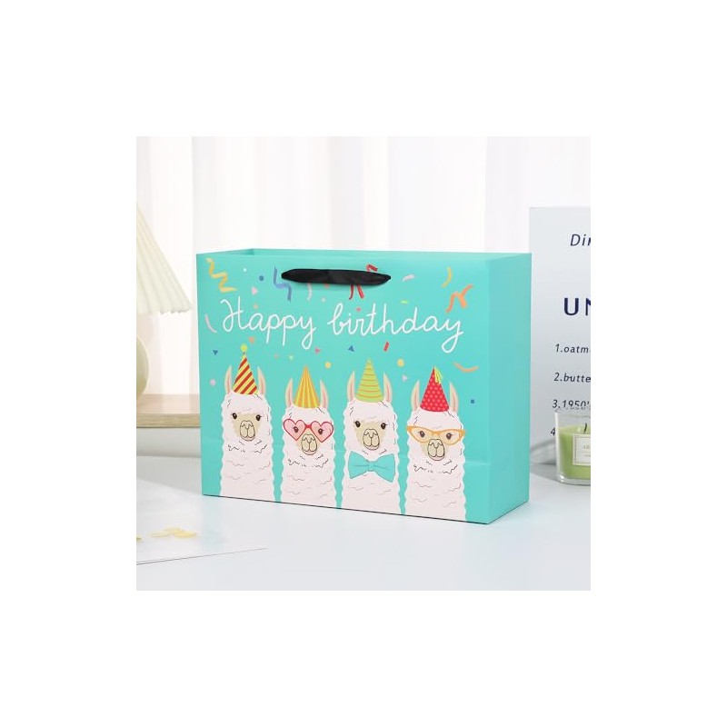 13" Cute Llama Birthday Gift Bag for Kids or Adults,