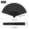 Fhioevt Pack of 4 Black Hand Fan Folding Fan Handheld