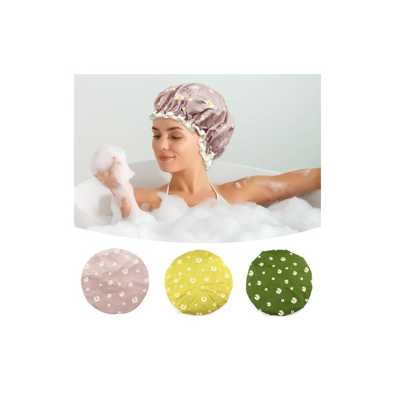 3 Piezas - Gorras para Baño, Reutilizable Gorros para Regadera,