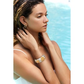 Chunky Seashell Bangle Bracelet for Women Gold Silver Mermaid Sea Shell Bangles Wide Statement Bracelet Hinged Open Starfish Bracelet