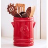 WAIT FLY Embossed Rooster Porcelain Kitchen Utensil Holder Flatware Storage