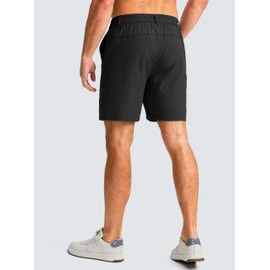 G Gradual Men's Casual Shorts 7" Lightweight Golf Shorts for Men Stretch with 3 Pockets Quick Dry Breathable Work Shorts Black