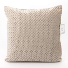 Adam Home Quilted Velvet Cushion Covers - Square Pillow Case 43CM x 43CM (16''x16'') Quilted Throw Cushion Covers- Decorative Sham cover for Car, Sofa, Bedroom (2 Pack, Beige)