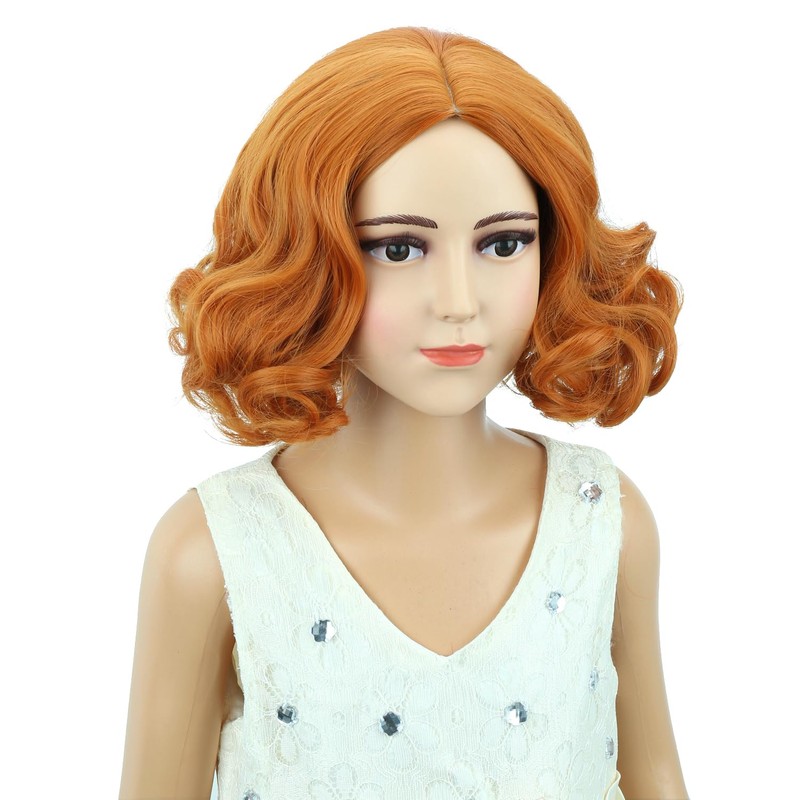 Ginger Wig Short Ginger Wavy Curly Wig for Halloween Cosplay