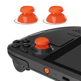 eXtremeRate Replacement Thumbsticks for Steam Deck LCD, Custom Analog Stick Joysticks Repair Kit for Steam Deck OLED Handheld Console with Original Touch Sensing, Anti-Slip Texture Grip - Orange