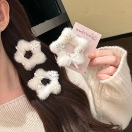 Unikato Snowflake Hair Clip, Hair Ornament, Snowflake Hairpin, Pearl, Stars, 4 Pieces, Hearts, Cute, Christmas Hairpin, Forest Girl, Princess, Sparkling Hair Ornament, Stylish, Hair Accessory, Girls