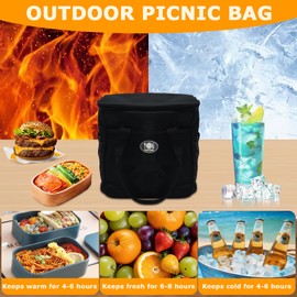 MCTNCT Foldable Cool Bag, 16 L, Portable Cool Bag, Small, Reusable Picnic Bag, Dual Purpose Insulated Bag, Warming Bag for Picnic, BBQ, Camping, Office Work, Outdoor