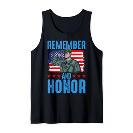 Remember and Honor Memorial Day US Flag Military Patriot Tank Top