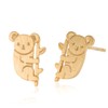 HUAN XUN Gold Koala Bear Earrings Animal Stud Earrings for