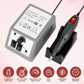 20000RPM Professional Electric Nail File Kit, 156pcs Sanding Bands and Nail Drill Bits for Acrylic, Gel Nail Manicure Gel Nail Polish Remover (Grey)