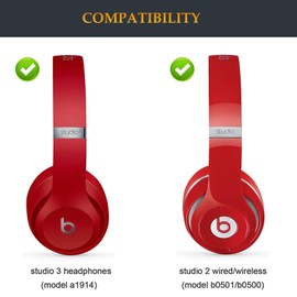 Studio 3 Replacement Headband OEM Quality Arch Band Repair Kit Parts Compatible with Beats by Dre Studio 3/A1914 Studio2 Wired/Wireless Headphones (Red)
